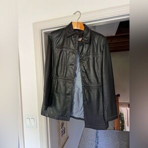 Women’s Ann Klain Classic Black Leather Shirt Jacket